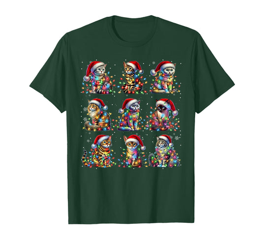 Vintage Cats Kittens Merry Christmas Pajama Xmas Squad Kids T-Shirt