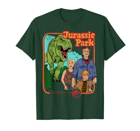 Jurassic Park Retro Life Finds A Way Park Poster T-Shirt Small