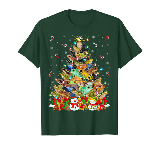 Frog Xmas Lighting Santa Frog Christmas Tree T-Shirt