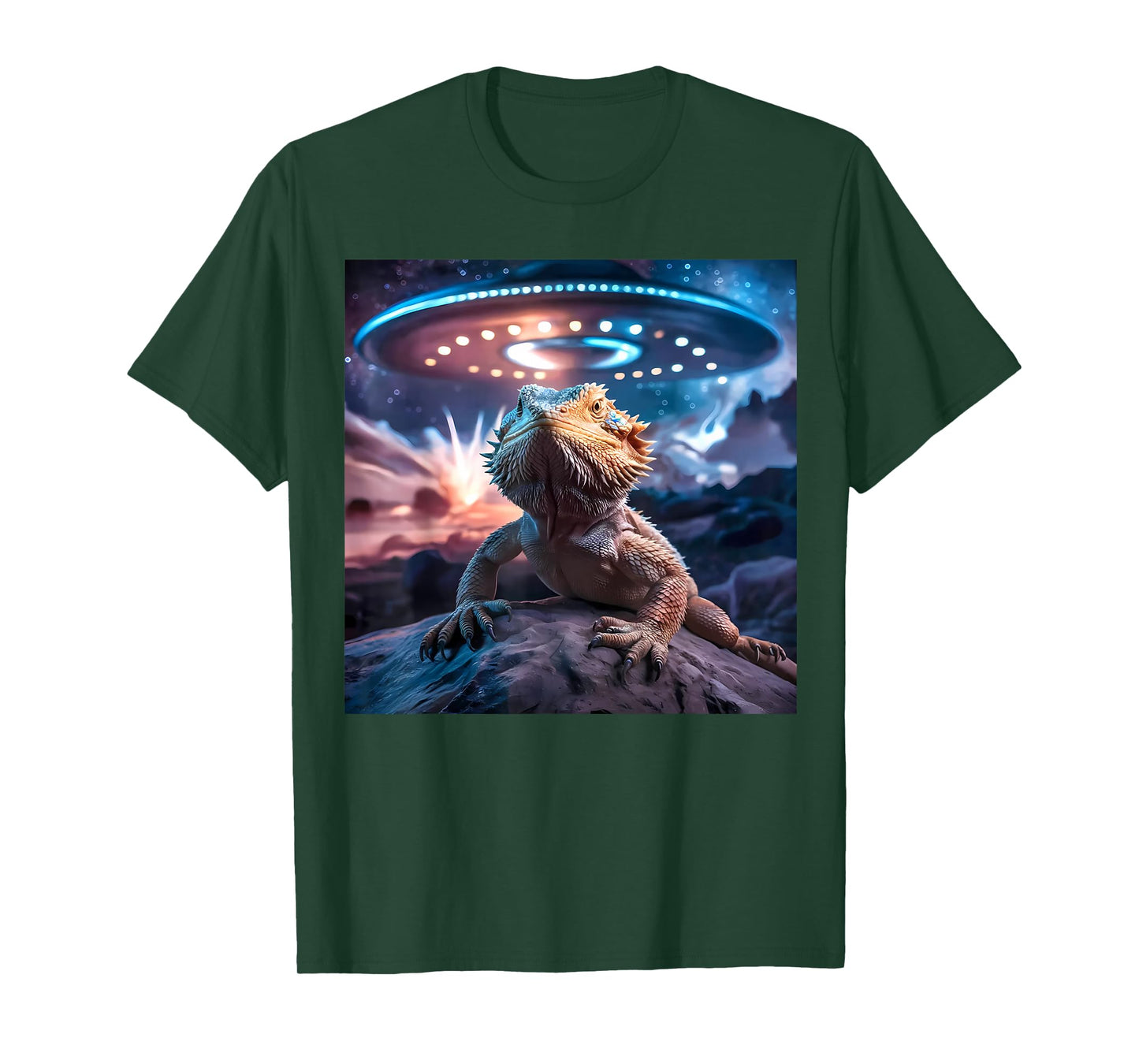 Bearded Dragon UFO Alien Graphic T-Shirt