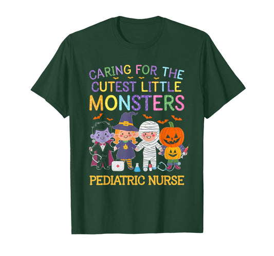Caring For The Cutest Little Monsters Peds Nurse Halloween T-Shirt