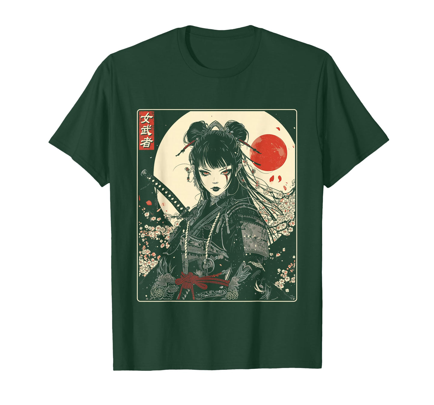 Japanese Gothic Samurai Art Woman With Katana Sword T-Shirt