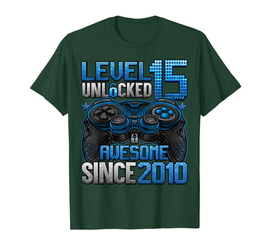 Level 15 Unlocked 15 Year Old Gifts Boys 15th Birthday Boy T-Shirt