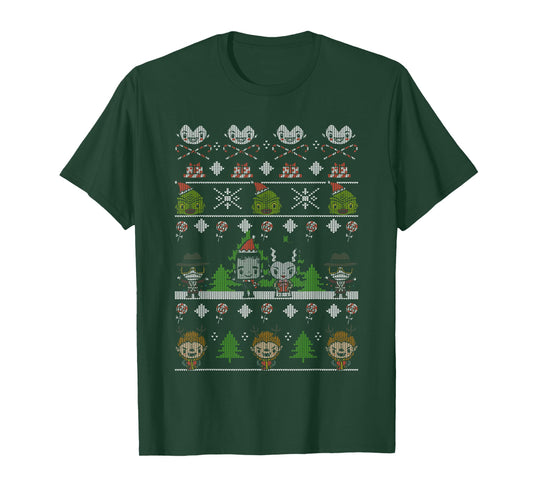 Universal Monsters Christmas Group Ugly Sweater Style T-Shirt