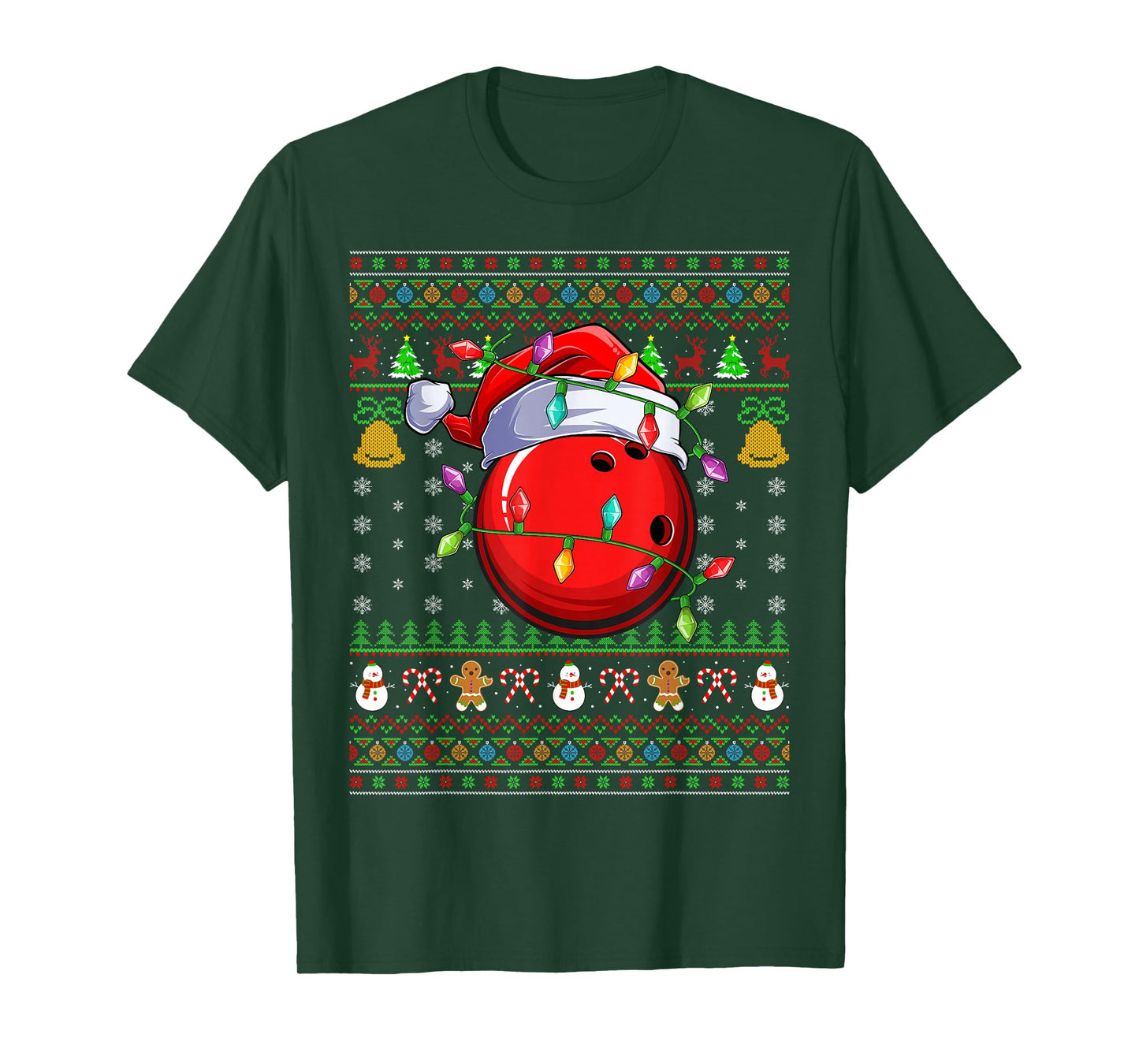 Bowling Ball Ugly Christmas Sweater Sports Player Funny Xmas T-Shirt