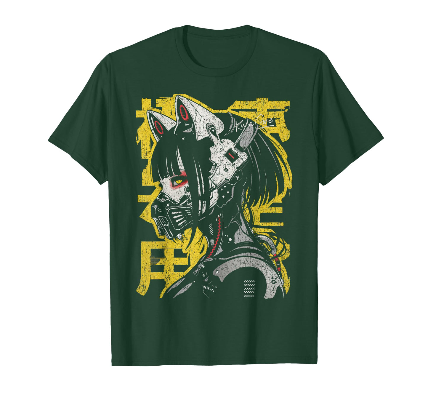 Japanese Streetwear Cyberpunk Y2K Techwear Neko Manga Anime T-Shirt
