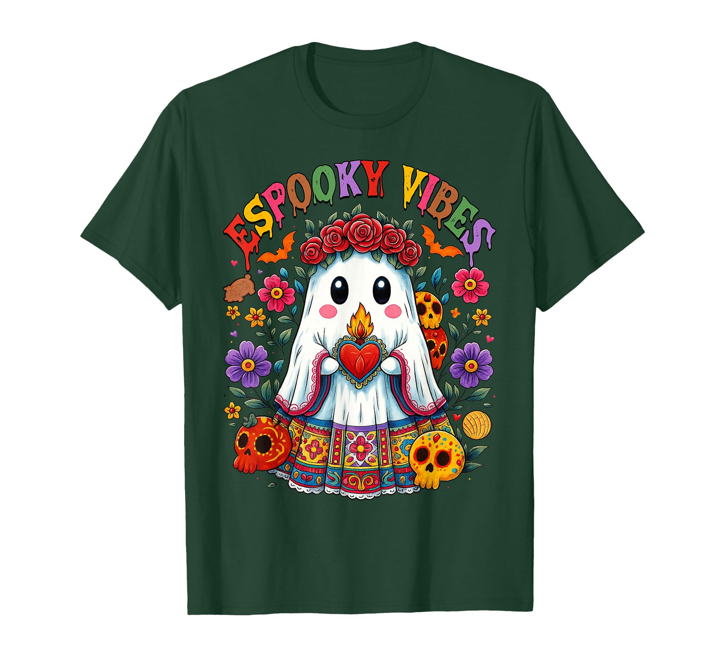 Espooky Vibes Spanish Mexican Halloween Ghost Teacher Boo T-Shirt