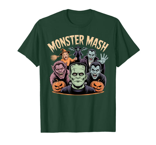 Monster Mash Classic Halloween Monsters Spooky Horror Vibe T-Shirt