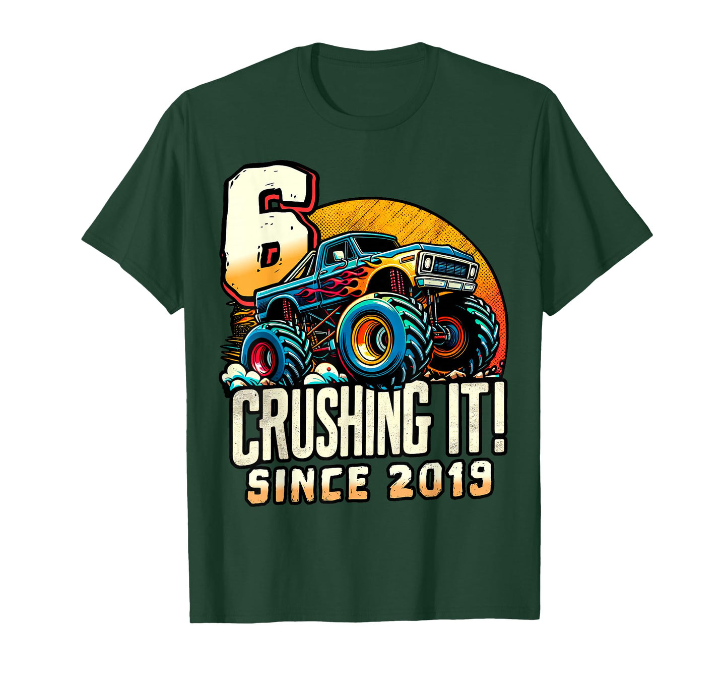 Birthday Monster Truck 6 year Old Boys 6th Party Born 2019 T-Shirt