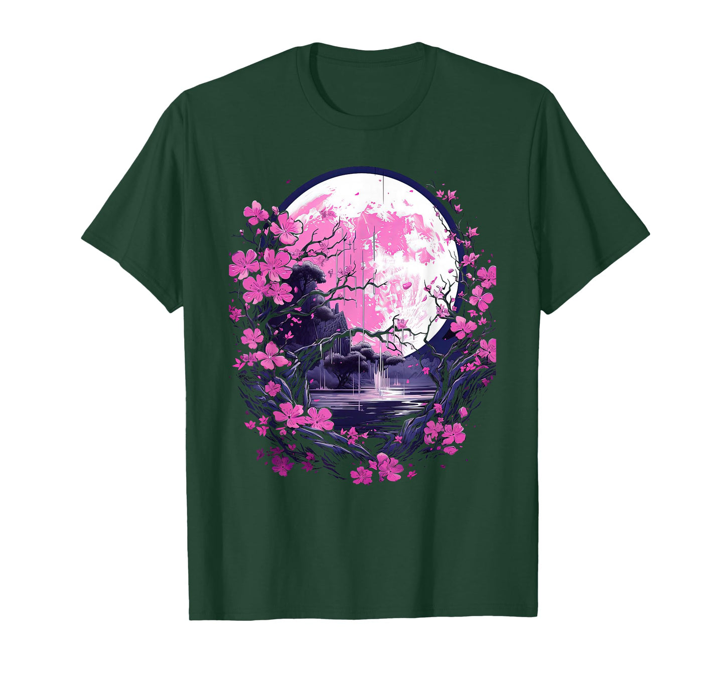 Japanese Cherry Blossom Cherry Blossom and Moon Japan T-Shirt