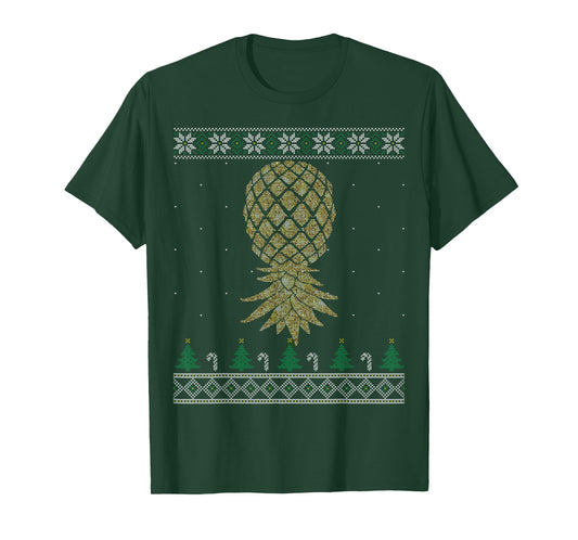 Swingers Upside Down Pineapple Party Ugly Christmas Sweater T-Shirt