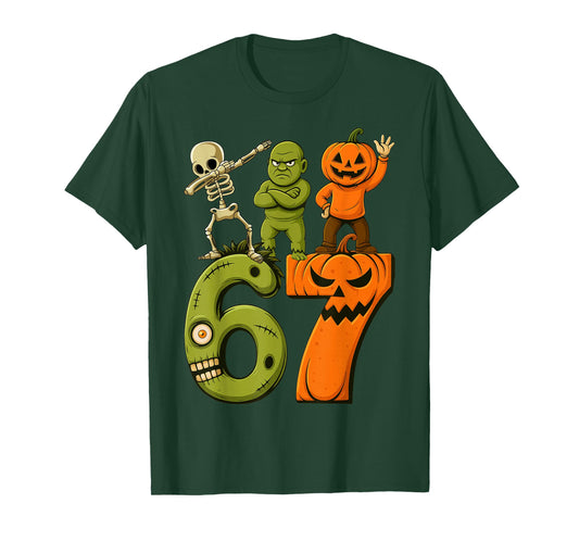Funny Saying 6 7 Six Seven Costume Meme Retro 67 Hallowen T-Shirt