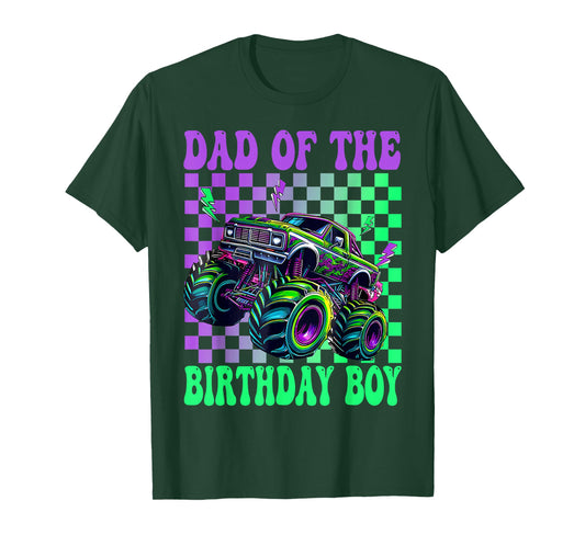 Dad of The Birthday Boy Monster Truck Birthday Novelty T-Shirt