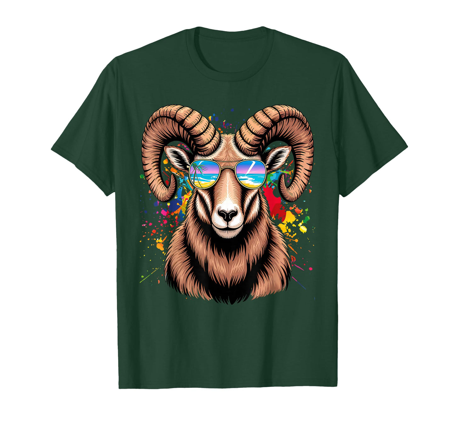 Womens RAM With Glasses Sunglasses Retro Style T-Shirt