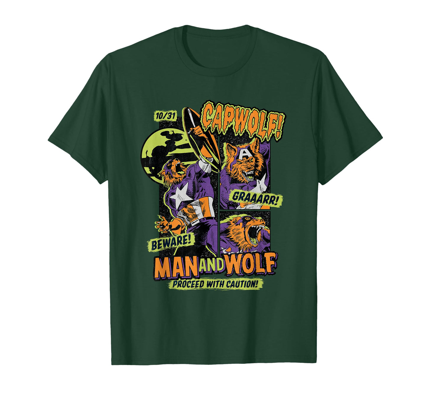 Marvel Captain America Halloween Werewolf Beware Capwolf! T-Shirt