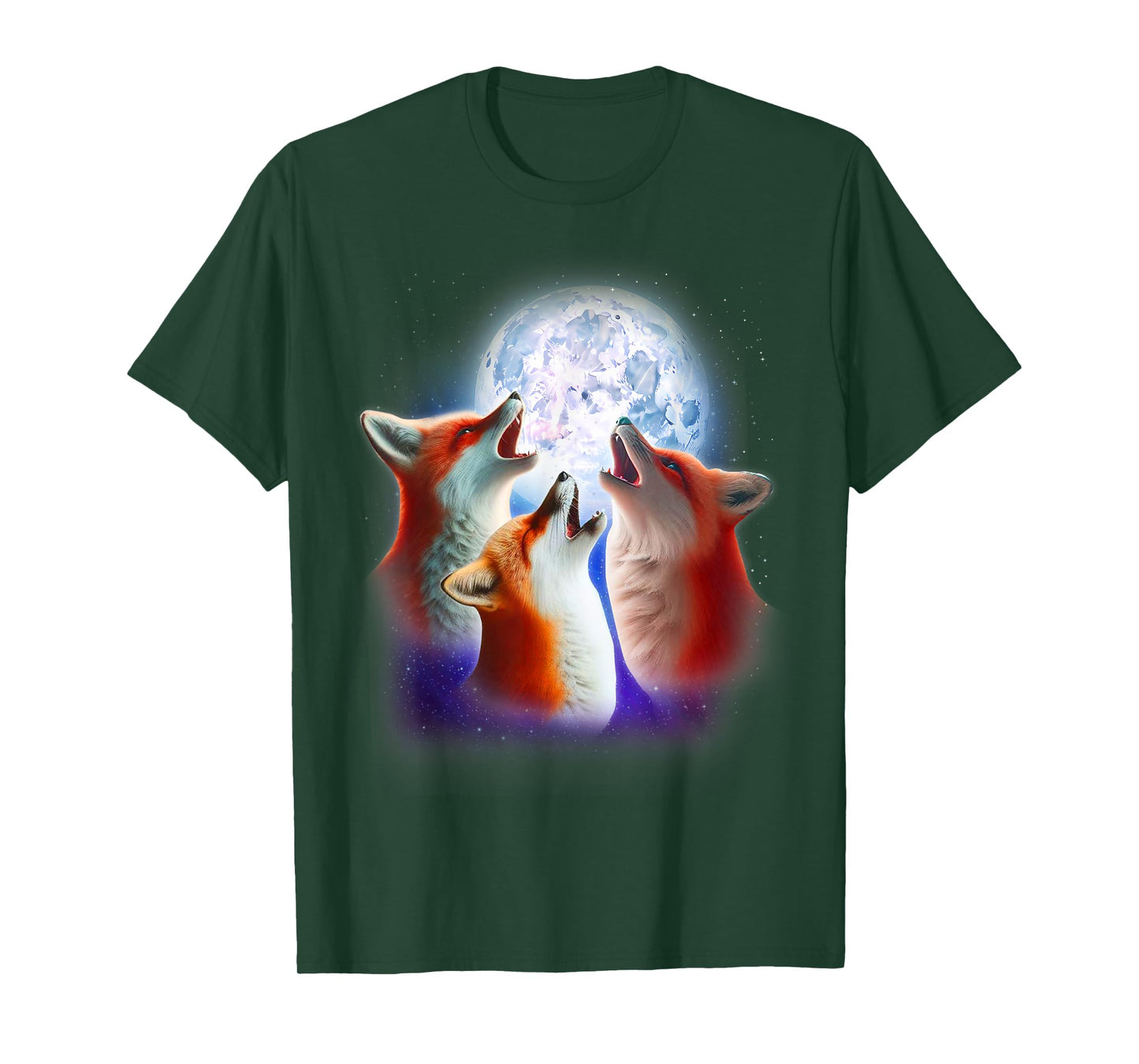 3 Red Foxes Howling At The Moon Shirt Funny Fox Animal Lover T-Shirt