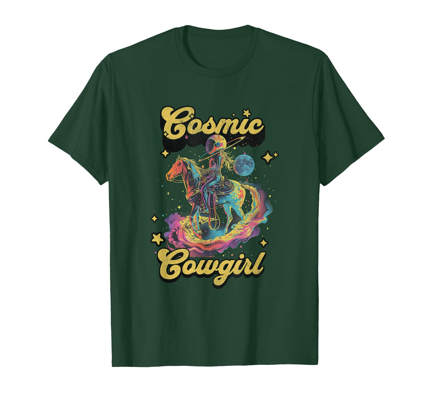 Cosmic Rodeo Howdy Western Retro Cute Cowboy Cowgirl Space T-Shirt