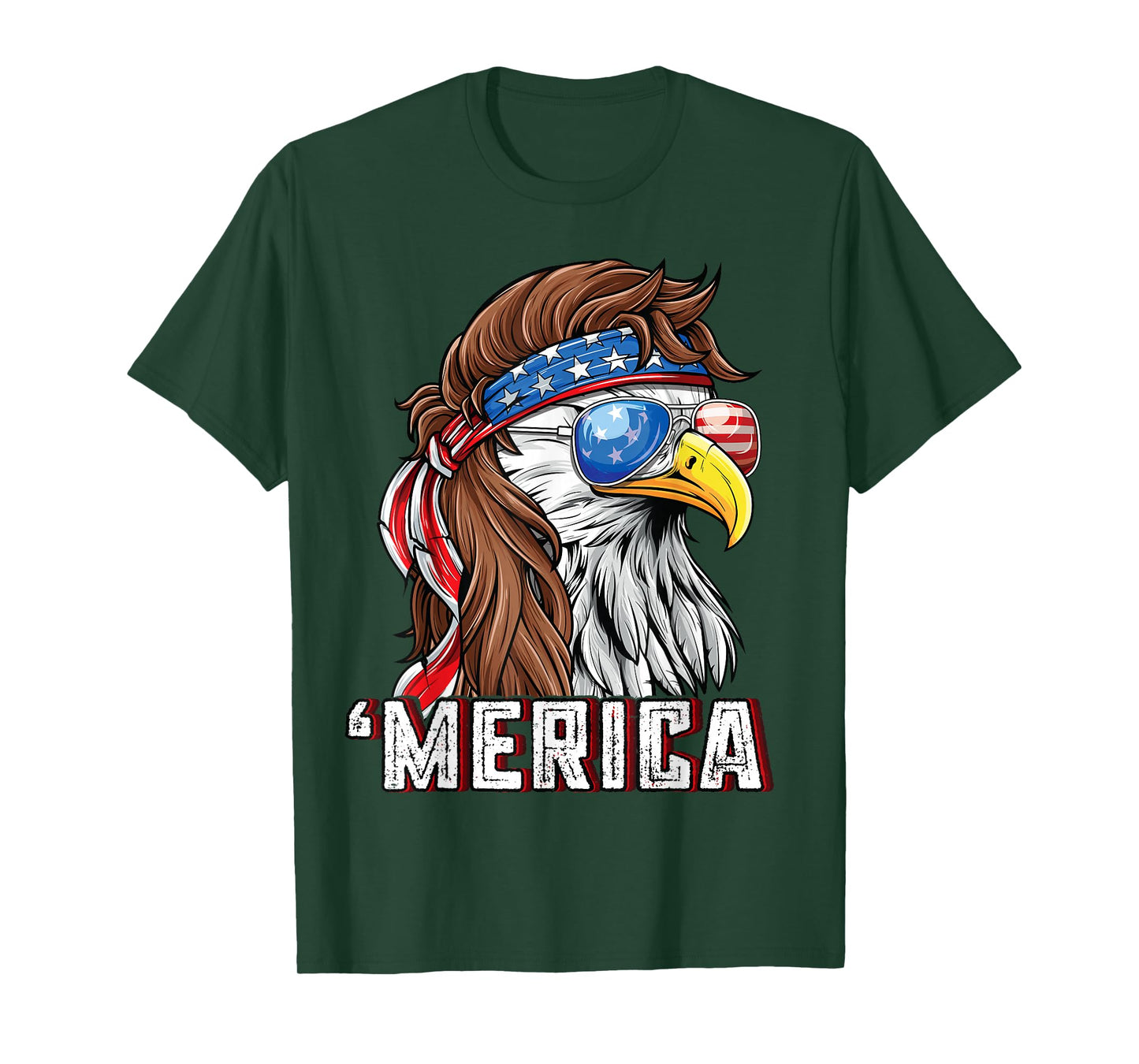 Merica USA American Flag Patriotic 4th of July Bald Eagle T-Shirt