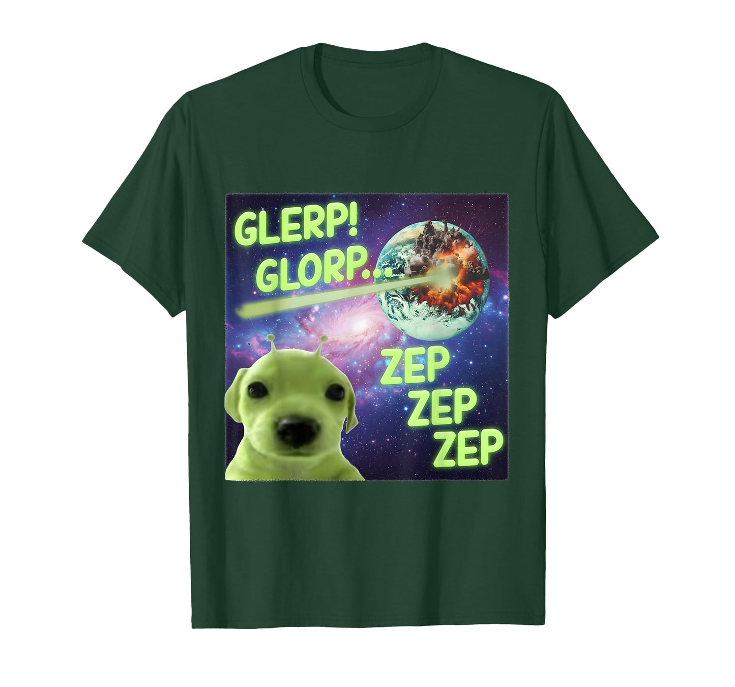Alien Dog Meme GLERP GLORP Funny Space Laser Gift Men Women T-Shirt