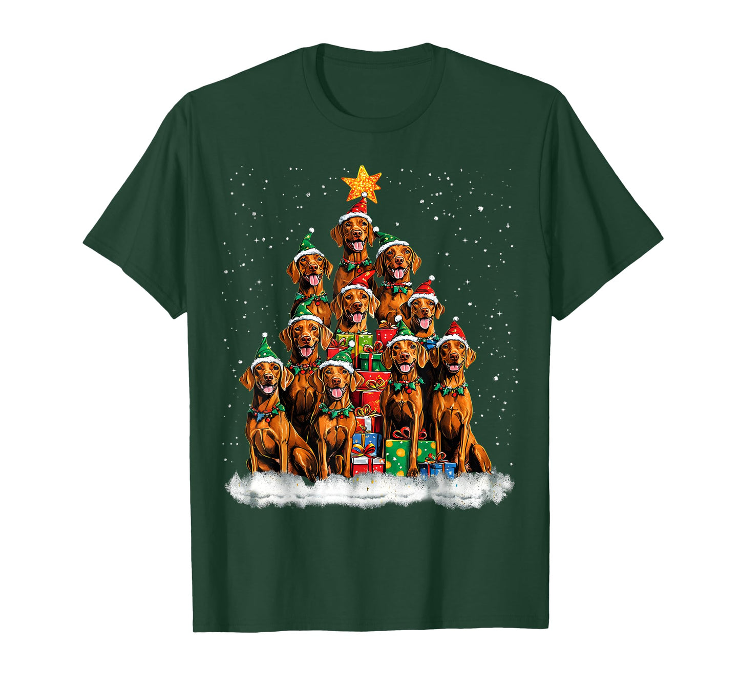 Vizsla Christmas Tree Dog Santa Xmas Boys Girls Merry Dogmas T-Shirt