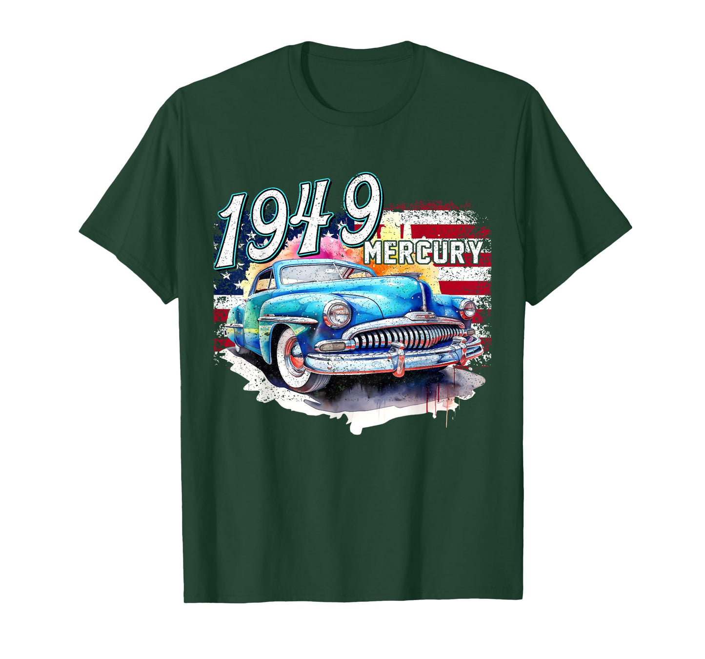 1949 49 Mercury Classic Car USA Flag T-Shirt