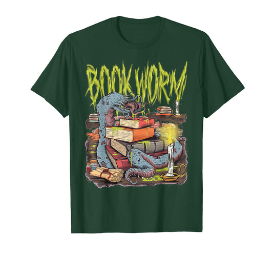Graphic Book Worm Monster Funny Horror Reading Book Lover T-Shirt