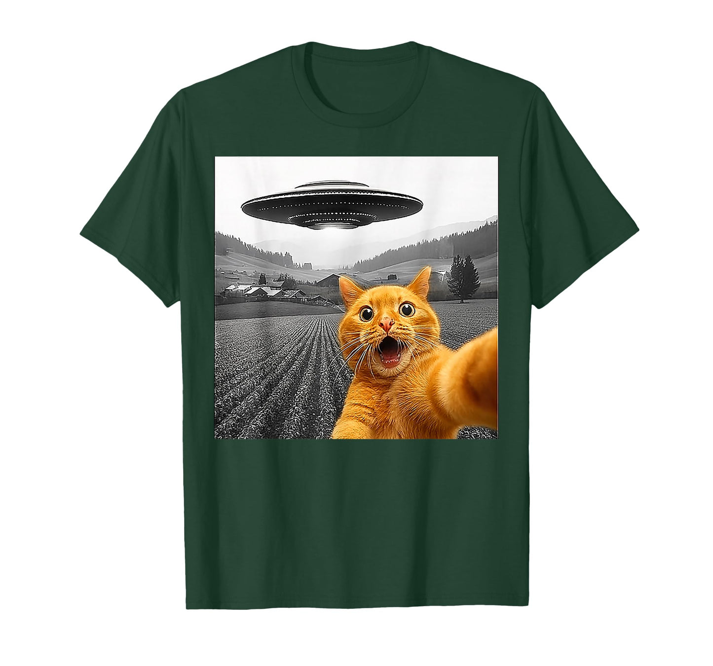 Cat Selfie With Alien UFO Funny Cats Gifts For Men Women Kid T-Shirt