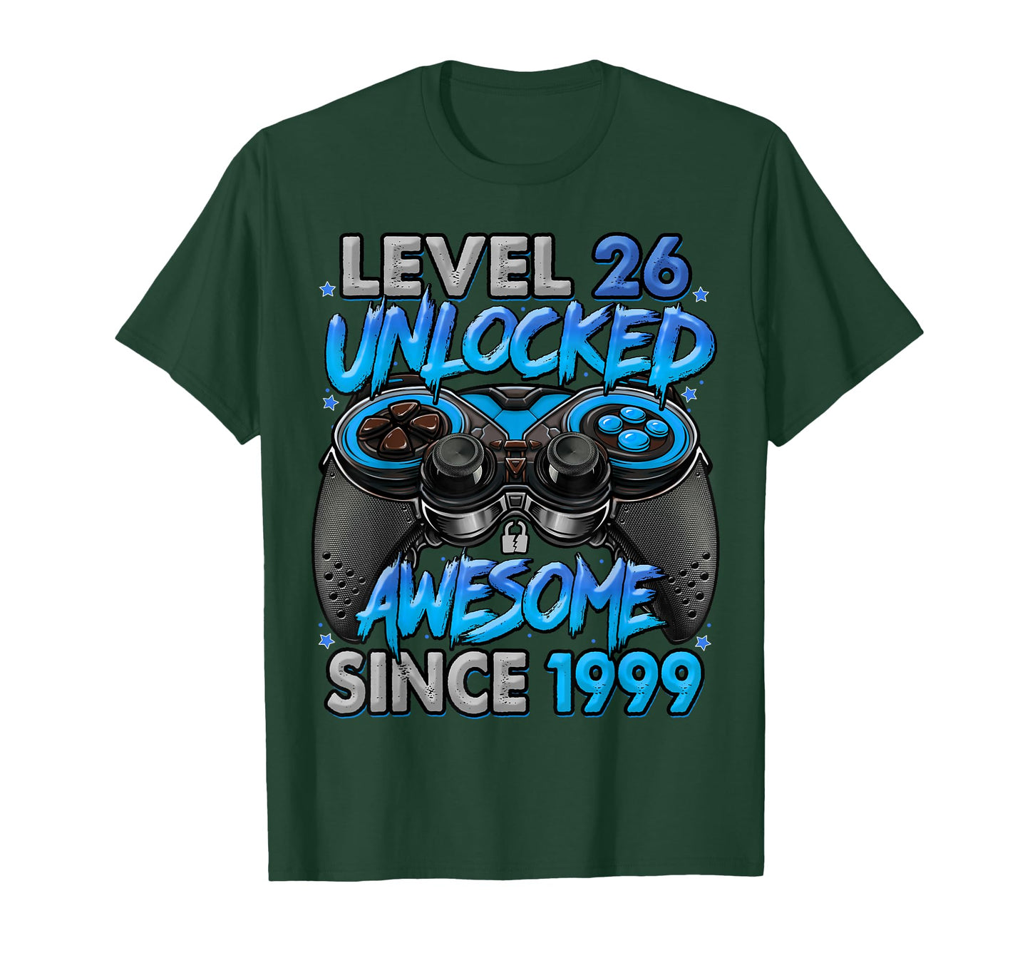 Level 26 Unlocked Awesome Since 1999 26th Birthday Gaming T-Shirt