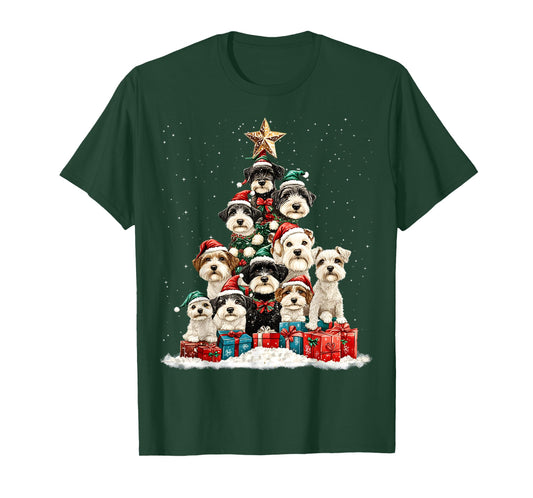 Miniature Schnauzer Christmas Tree Dog Santa Merry Dogmas T-Shirt