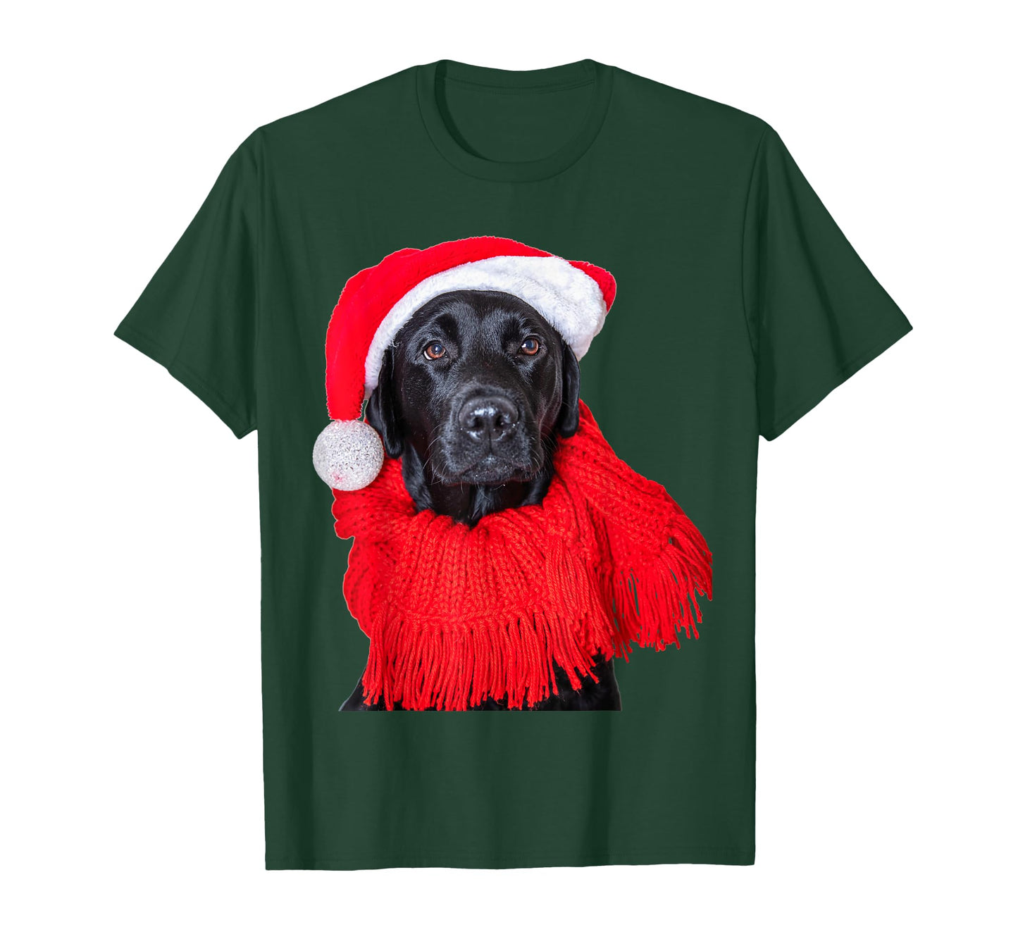 Black Lab Santa Hat Image Christmas Dog Labrador Retriever Men Women Kids T-Shirt