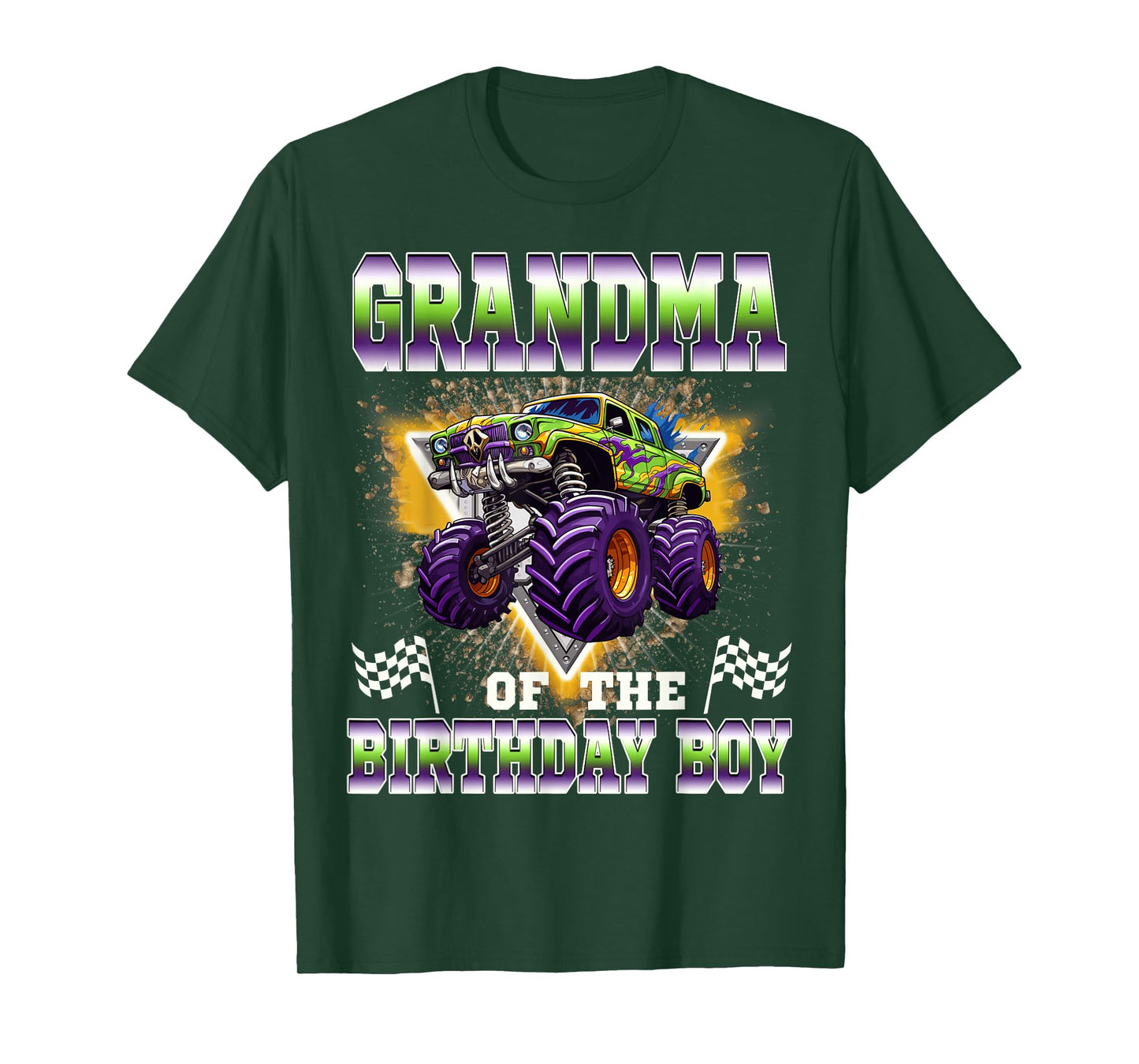 Grandma of The Birthday Boy Monster Truck Birthday Family T-Shirt