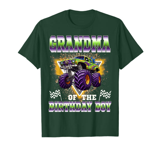 Grandma of The Birthday Boy Monster Truck Birthday Family T-Shirt