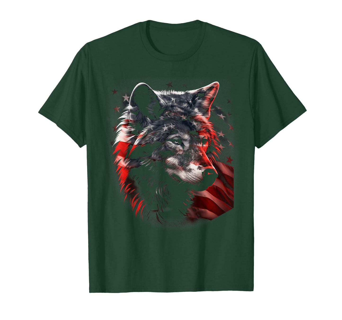 Wolf American Flag USA Patriotic Wolf Lover T-Shirt for Women Kids Men