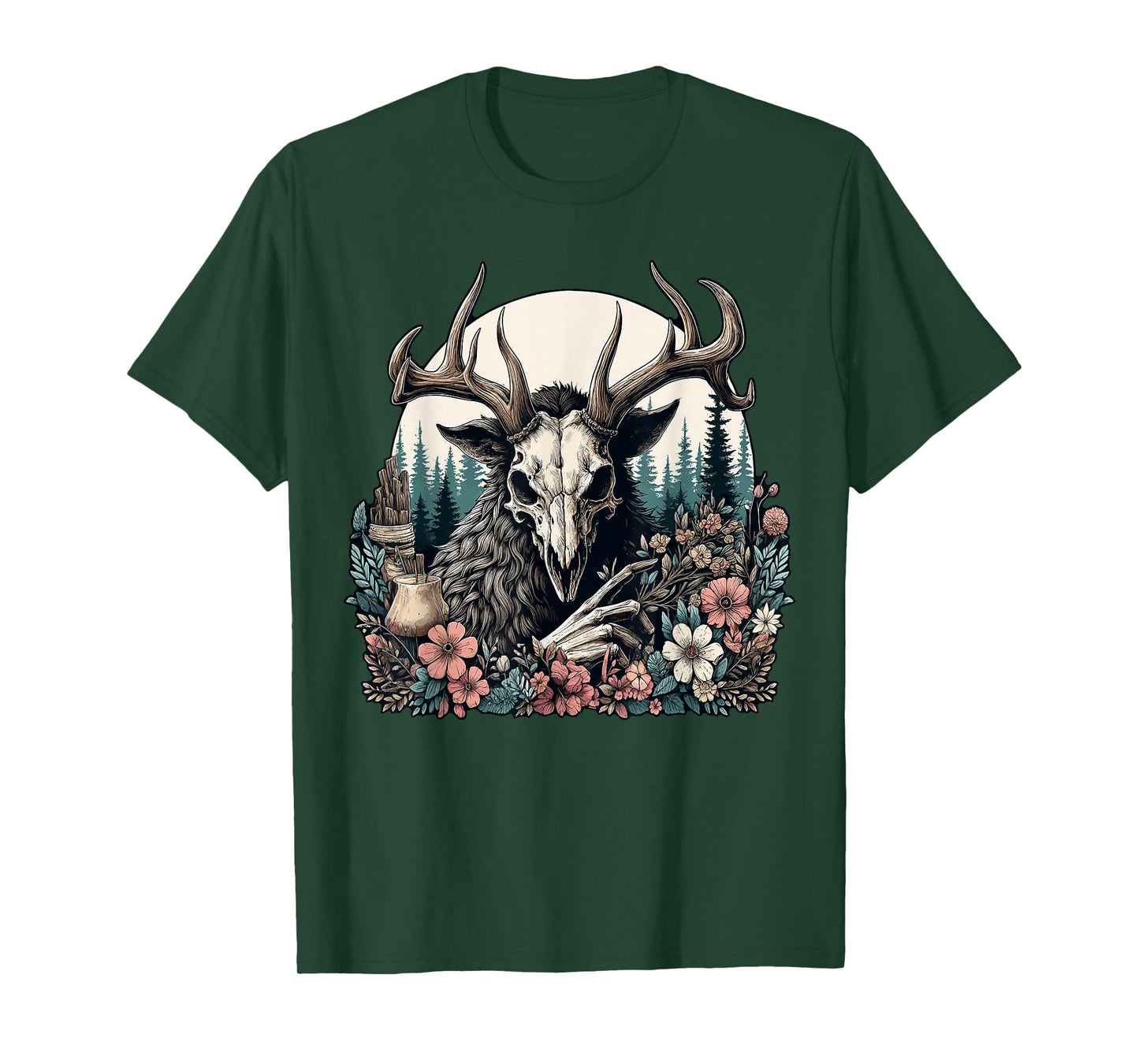 Floral Cryptid Wendigo Nature Forest T-Shirt