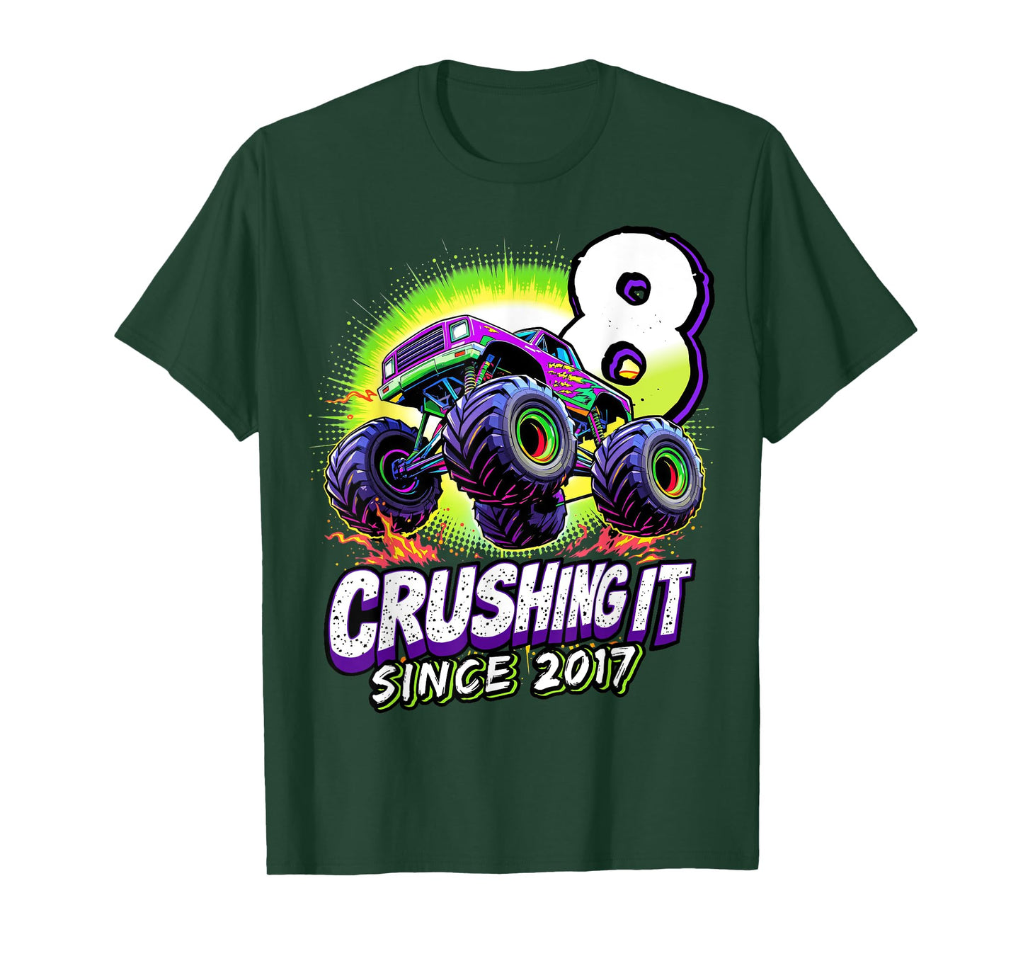 Birthday Monster Truck 8 year Old Boys 8th Party Born 2017 T-Shirt