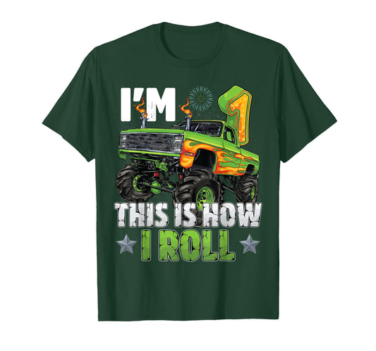 This Is How I Roll 1st Birthday Boy Monster Truck 1 Year Old T-Shirt