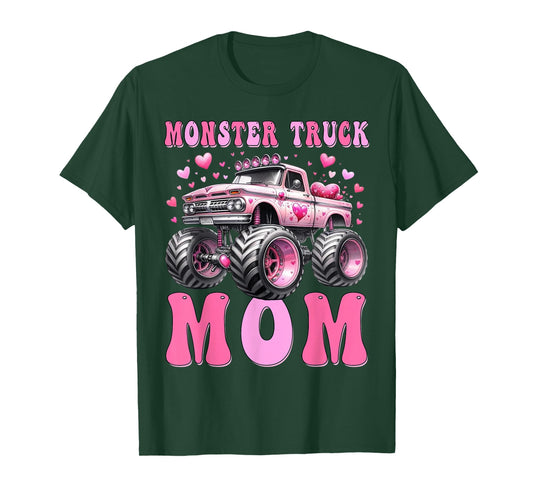 Monster Truck Mom Pink Monster Trucks Lover Mama Groovy T-Shirt