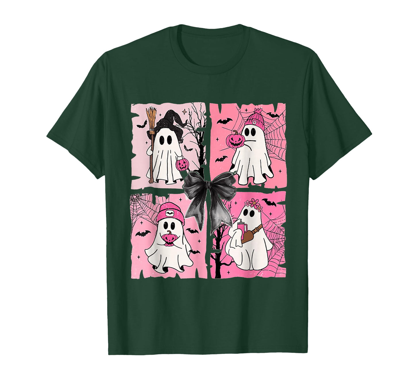 Girly Coquette Bow Ghost Spooky Season Halloween T-Shirt