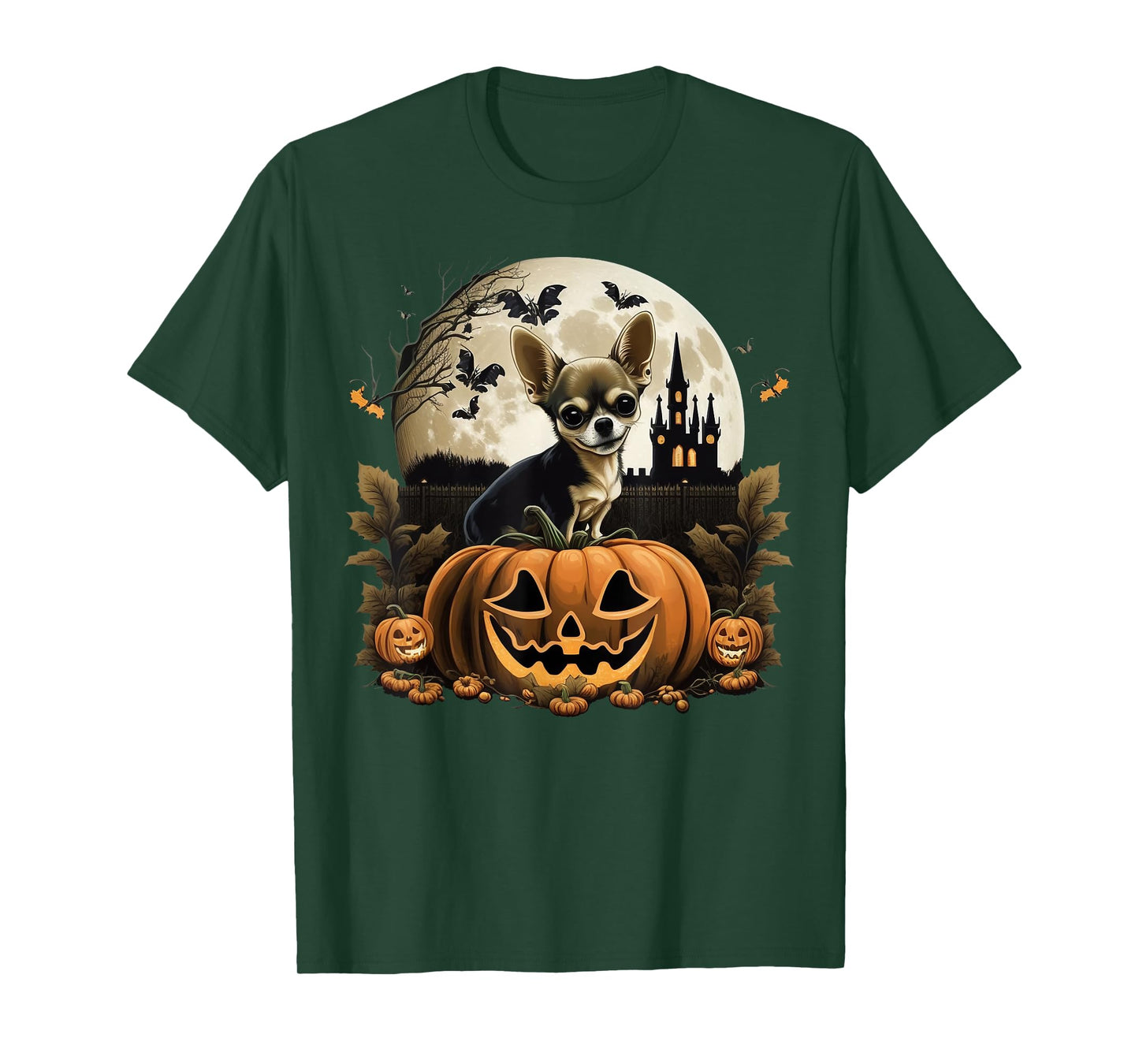 Pumpkin Chihuahua costume on Chihuahua Halloween T-Shirt