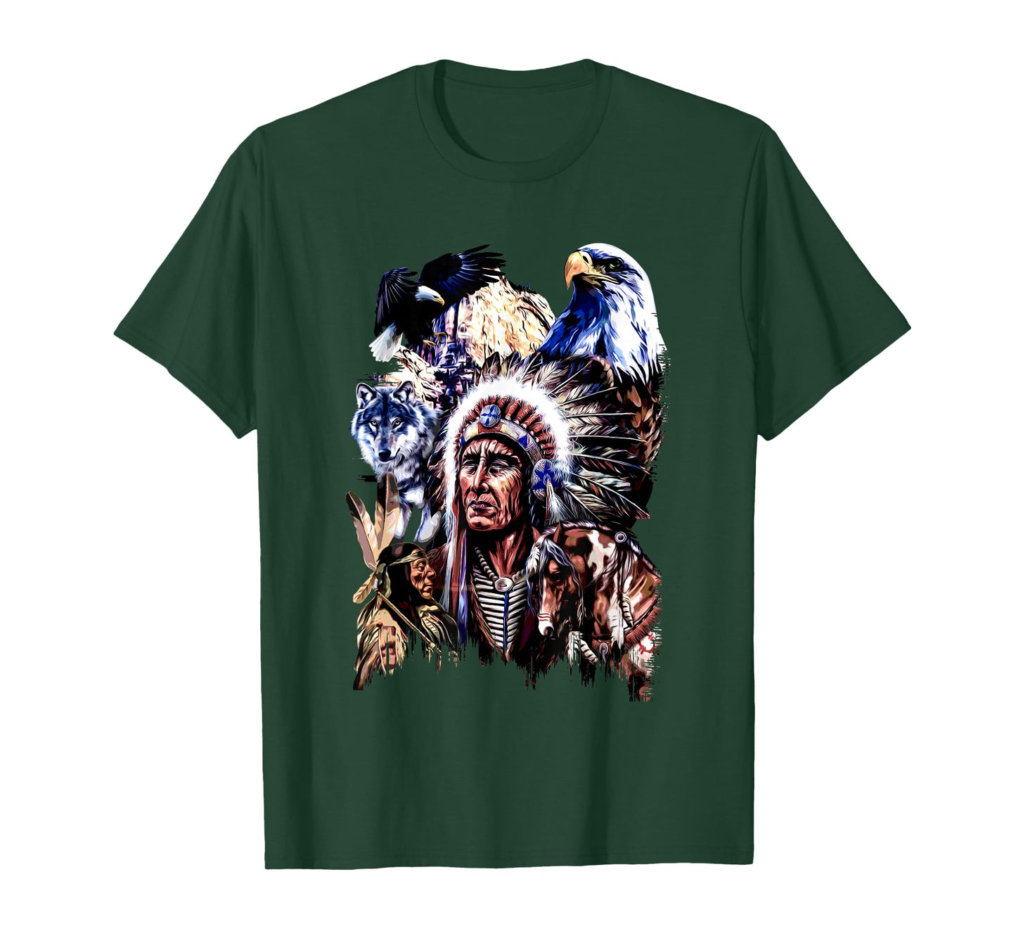 American Indigenous Art Native Indian Chief Headdress T-Shirt