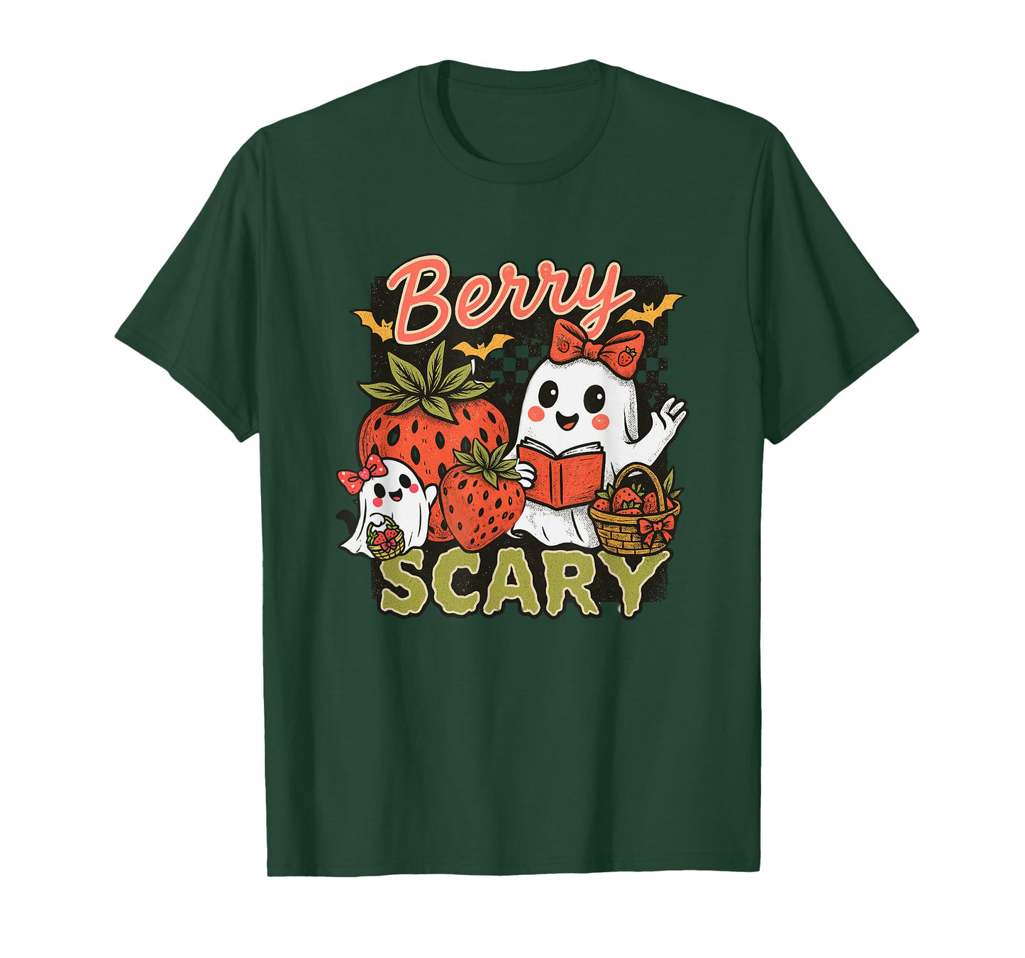 Berry Scary Cute Ghosts Strawberries Fun T-Shirt