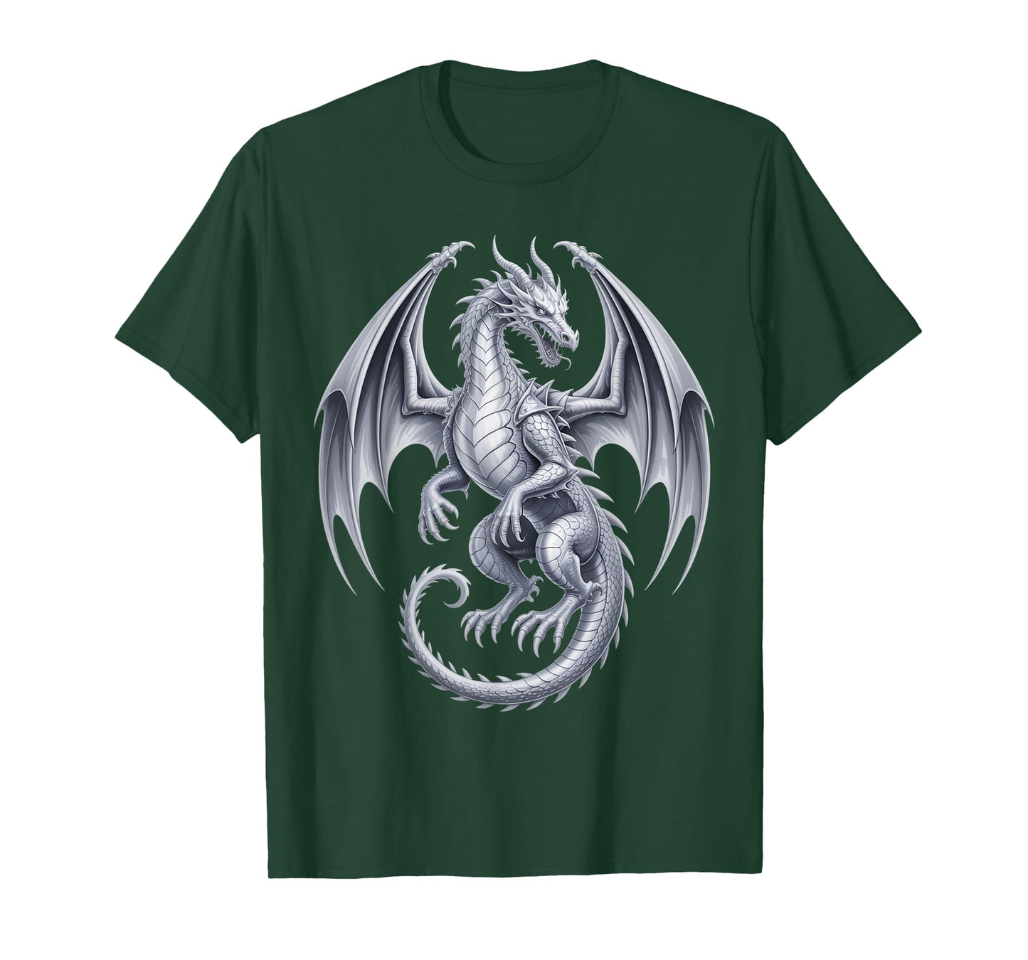 Vintage Mythical Fantasy Creature Dragon Art Silver Dragon T-Shirt
