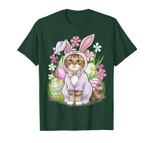 Easter Cat T-Shirt for Men Women Girls Kids