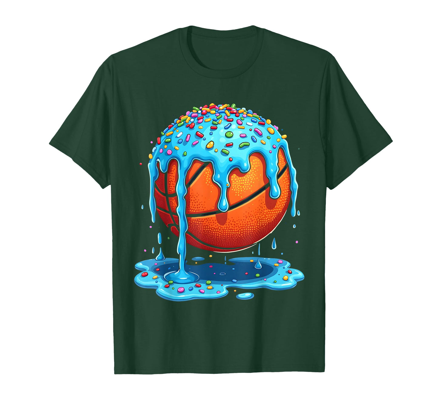 Basketball Drip Boys Girls Ice Cream Drip Sprinkles Summer T-Shirt