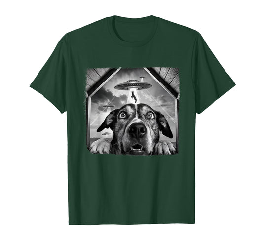 Dog Abducted By Aliens Funny Halloween Ufo Dog Mom Dad T-Shirt for Men Women