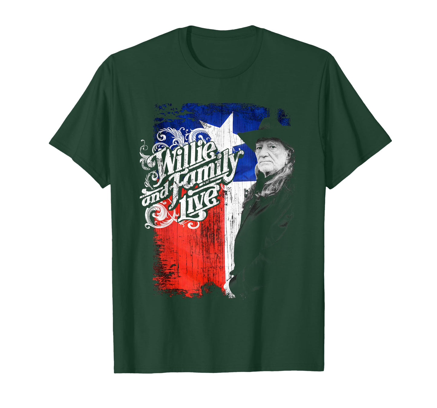 Willie Nelson and Family Live Texas Flag Tee T-Shirt