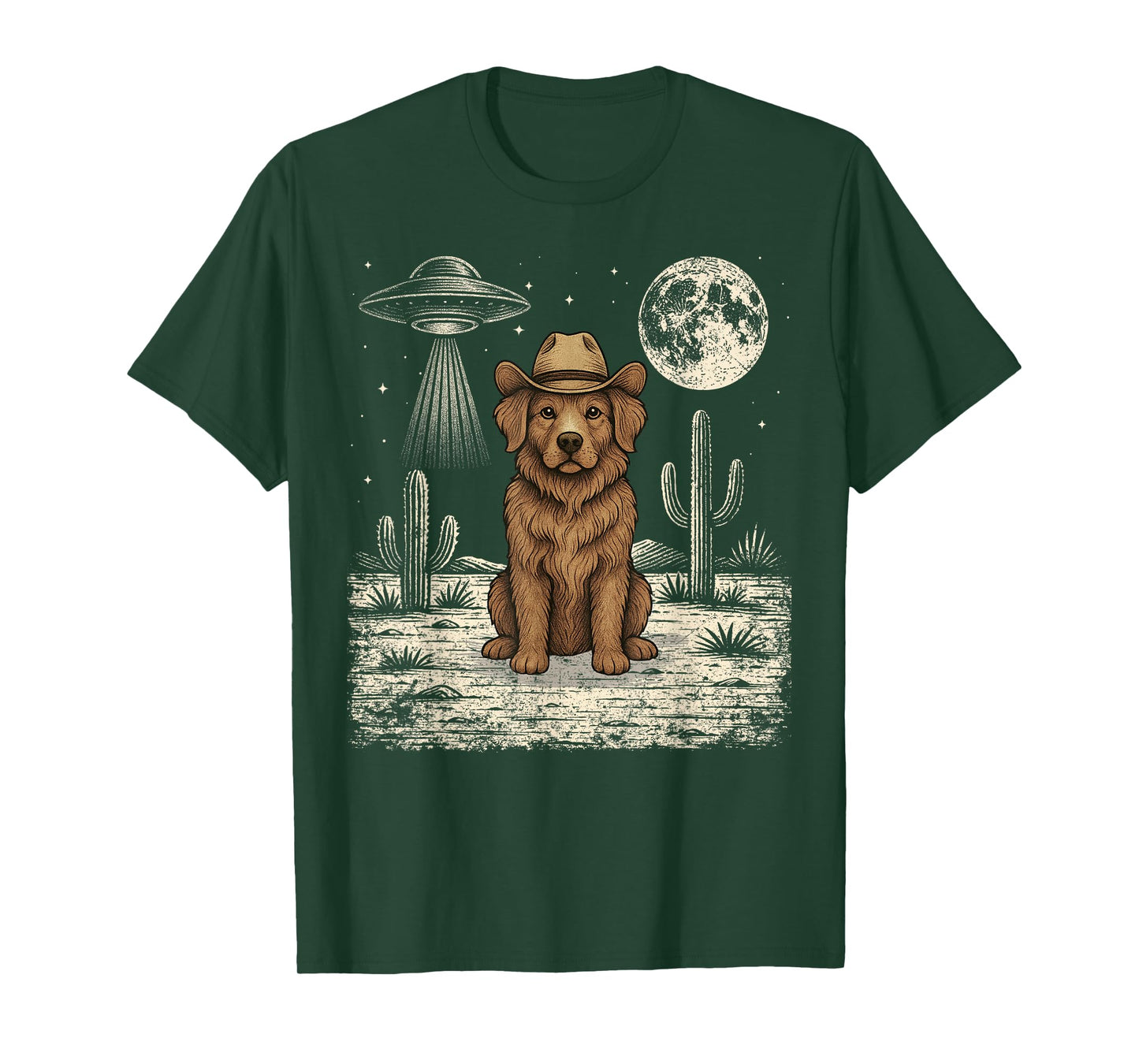 Funny Nova Scotia Duck Tolling Retriever Cowboy Western UFO T-Shirt