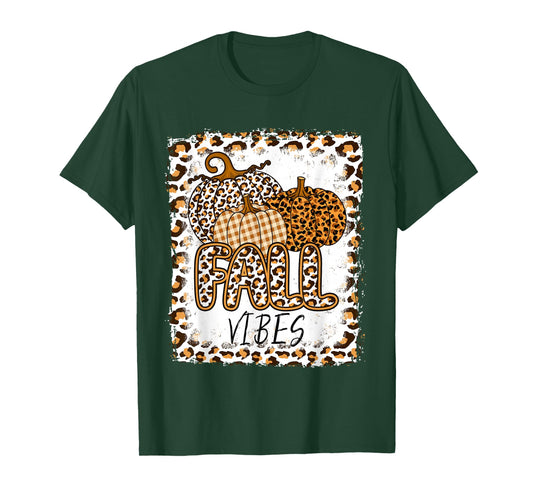 Pumpkin Leopard Print Fall Vibes Thanksgiving Autumn Women T-Shirt