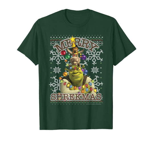Shrek Donkey & Puss Merry Shrekmas Holiday Text Poster T-Shirt