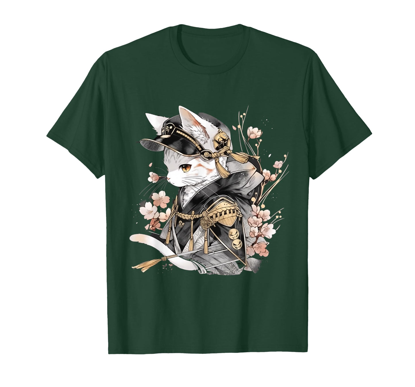 Japanese Art Cat Ninja Ukiyo-e Anime Style Samurai Cat T-Shirt